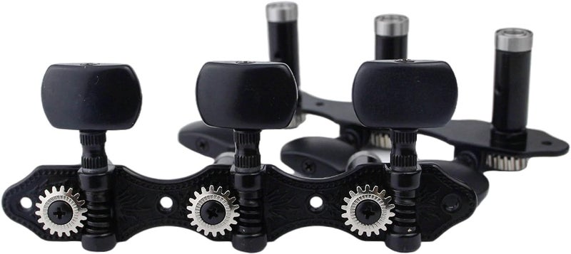 guyker Classical Guitar Tuners, 1:18 Ratio Open Frame Style Acoustic Guitar Tuning Keys Steel String Pegs Machine Heads 2 Planks (3+3) (Black, Black Button) - Image 1